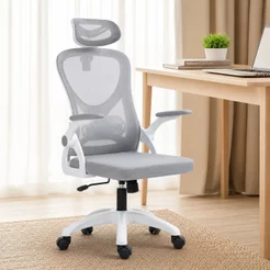 Cadeira de Escritório Presidente Tela Mesh Sistema Relax Branco/Cinza Columbus Rivatti Branco/Cinza