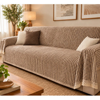 Manta Para Sofa Gigante Retrátil Canto e Fixo 100% Algodao - Algodão Marrom