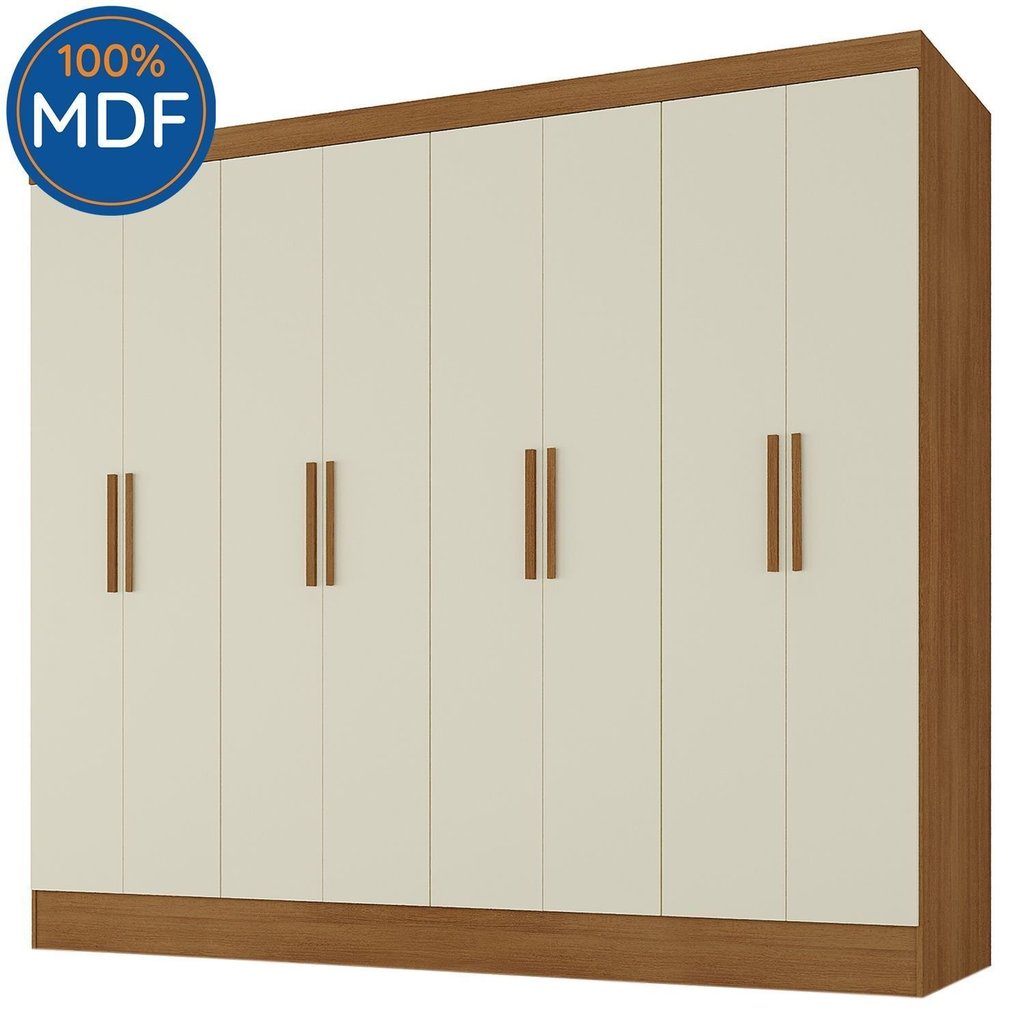 Guarda Roupa Casal 100% MDF 8 Portas 4 Gavetas Jatobá Yescasa Cinamomo/Off White Cinamomo/Off White · foto 2