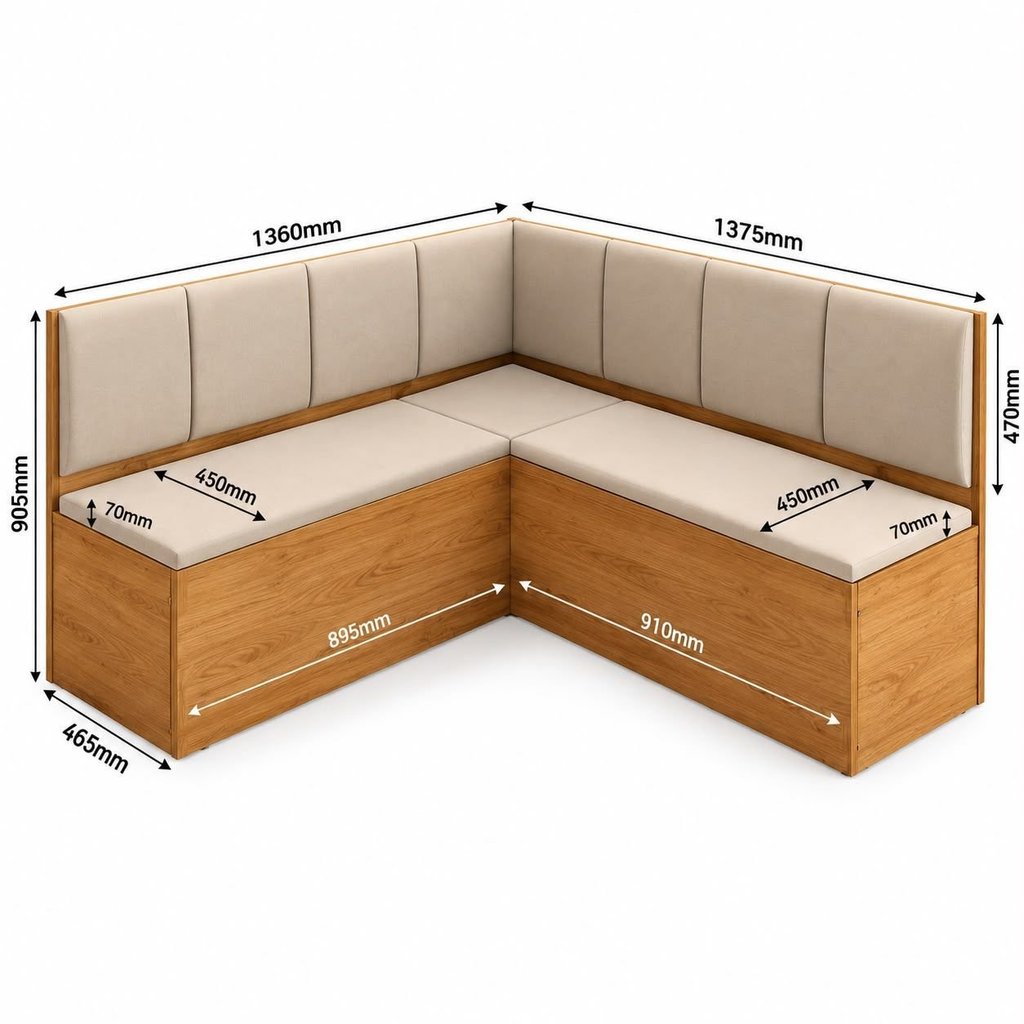 Conjunto Canto Baú com Mesa de Jantar Retangular 120x80cm de Vidro e 2 Cadeiras Yescasa Bege/Mel/Off White/Marfim · foto 2