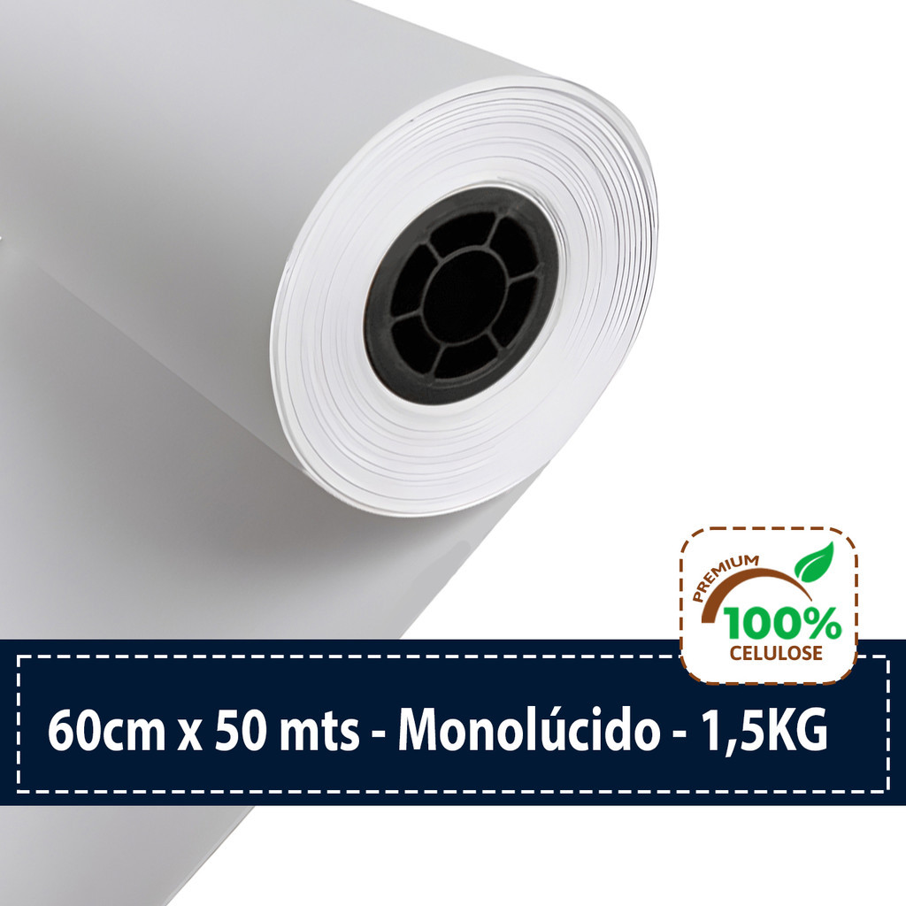 Papel Kraft Branco 50g Com 60cm De Largura X 50 Metros