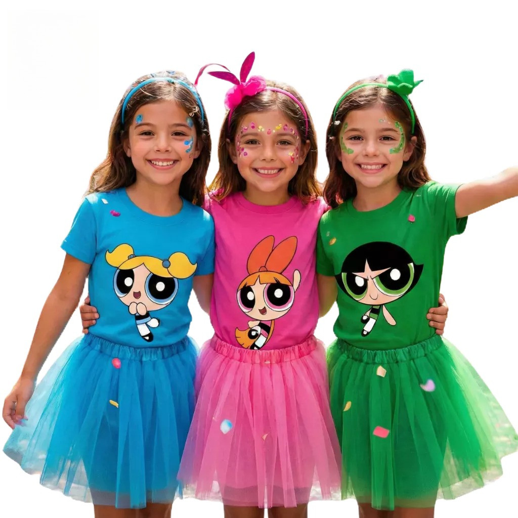 Camiseta Meninas Superpoderosas Lindinha Docinho Florzinha Carnaval Infantil e Adulta 02 ao GG