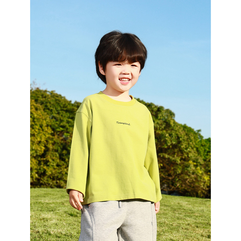 Meninos primavera outono manga comprida camiseta crianças puro algodão verde camisa de fundo bebê primavera outono roupa