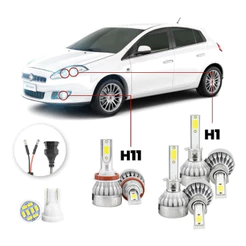 Kit Lampadas Led Fiat Bravo 2010 A 2014 H1 H11 20000lm