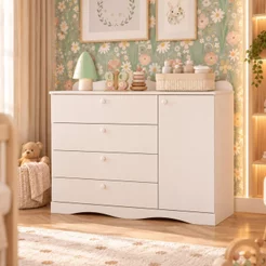 Cômoda Infantil 4 Gavetas Aquarela Espresso Móveis Branco Branco