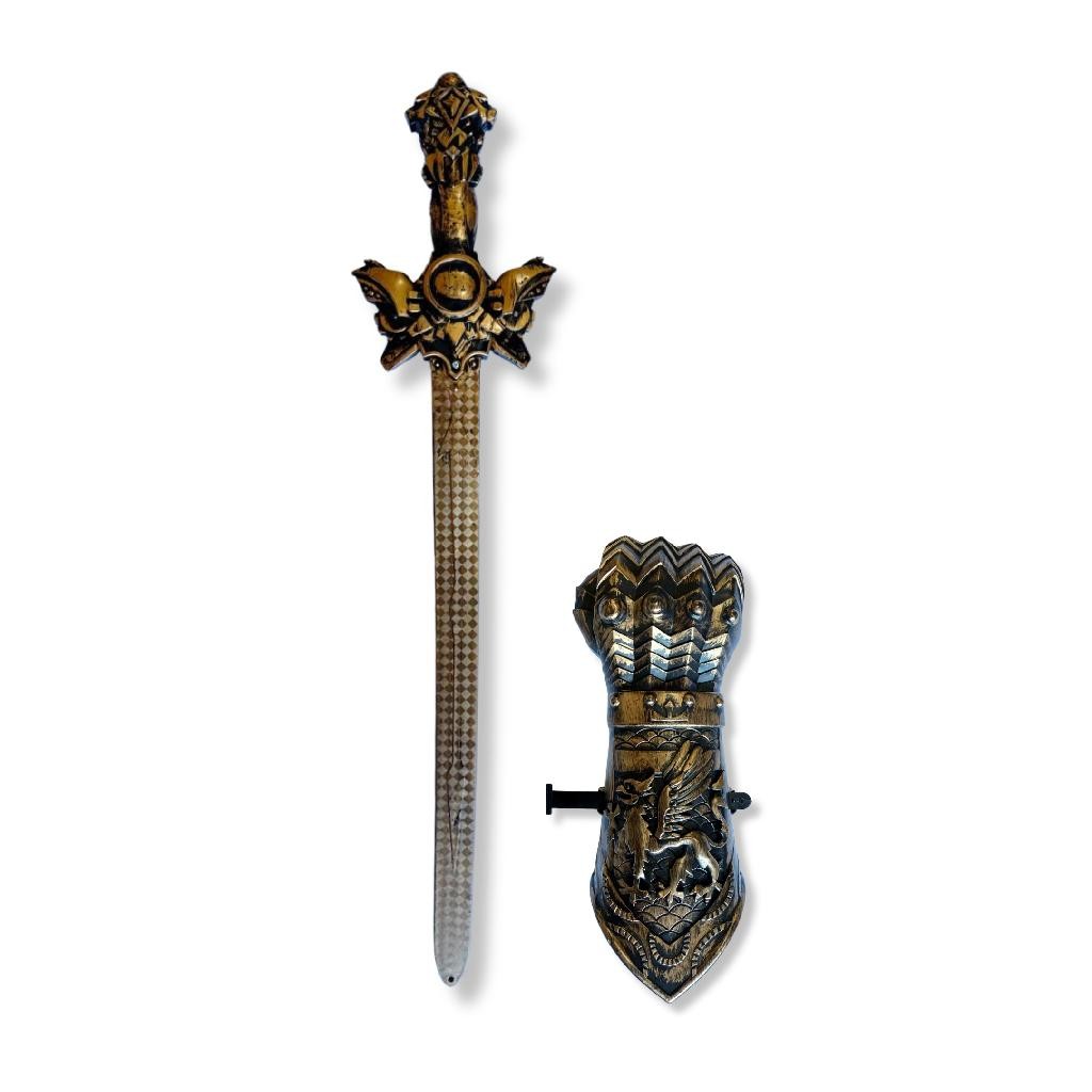 Kit Espada e Manopla Medieval de Combate Infantil