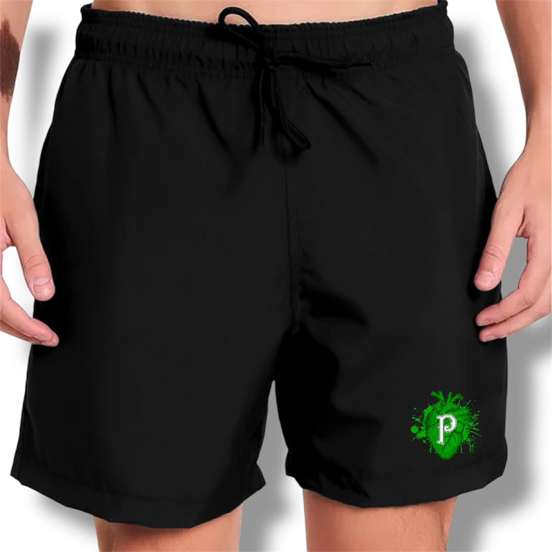 Short Bermuda Masculina Torcedor Coração Palmeirass Torcida Estilo Futebol