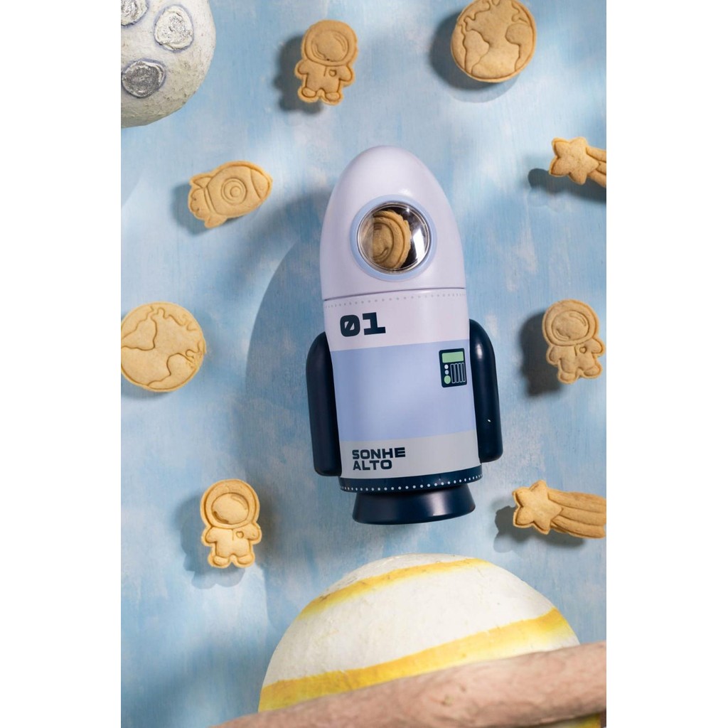 Lata Foguete Astronauta Biscoito Baunilha 120g | Biscoitê em Oferta na Shopee