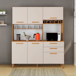 Armário de Cozinha 6 Portas 2 Gavetas 100% Mdf Athenas Espresso Móveis em Oferta na Shopee