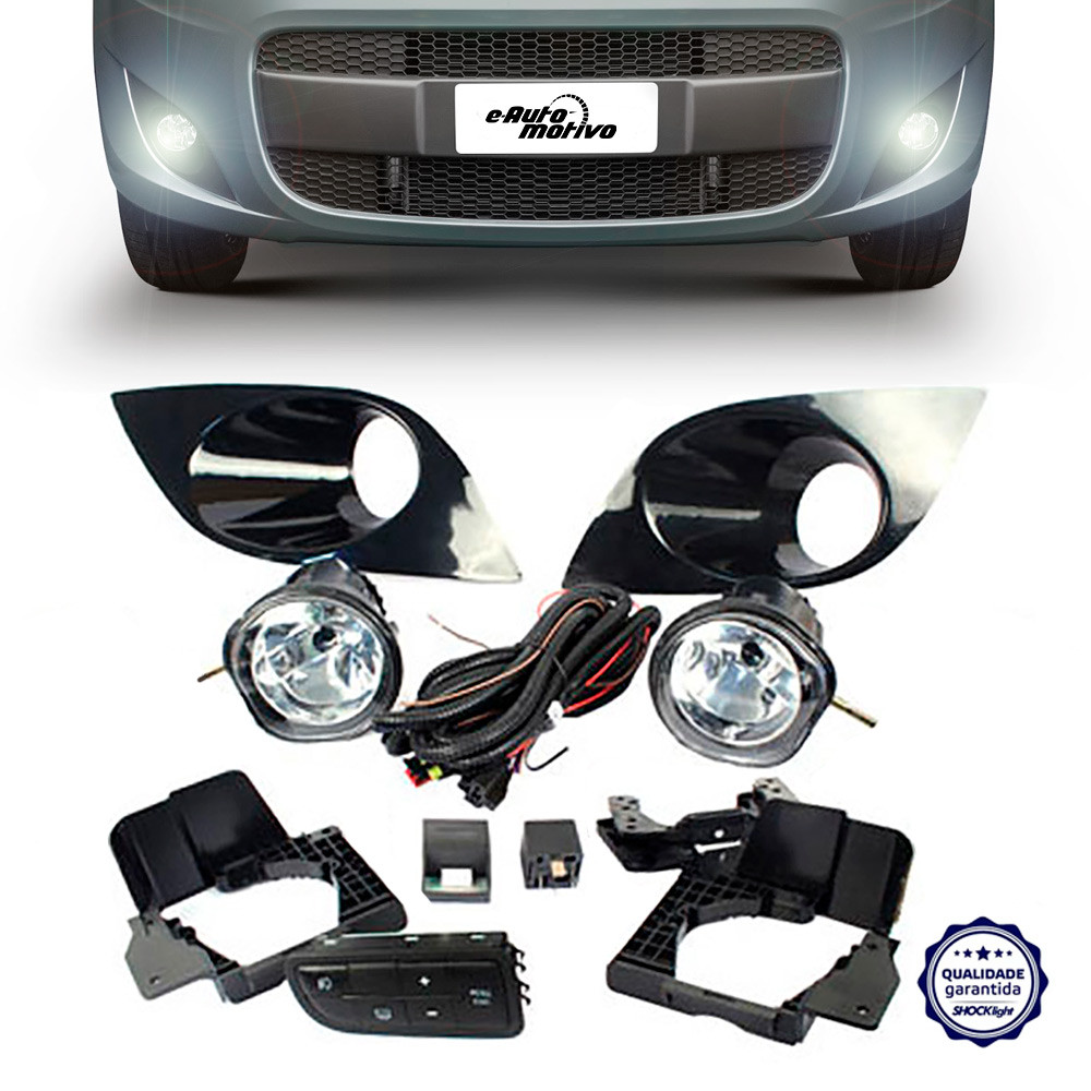 Farol de Milha Fiat Palio 2012 a 2018 Shocklight Auxiliar Neblina Botão Original Kit