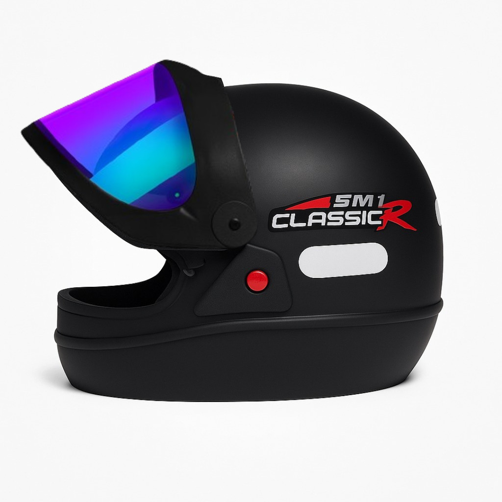 Capacete San Marino Classic Preto Fosco C/vis Camaleão 2.2mm