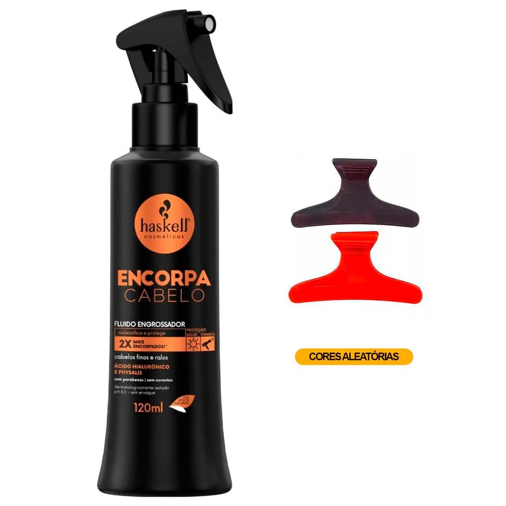 Fluido  Encorpa Cabelo Haskell Tratamento para Cabelos Finos e Ralos + 2 Presilhas