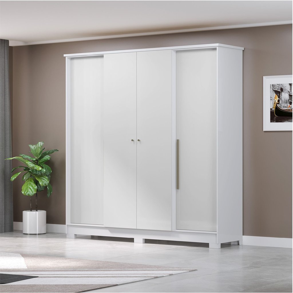 Guarda Roupa Casal 4 Portas 2 Gavetas Mônaco Espresso Móveis Branco em Oferta na Shopee