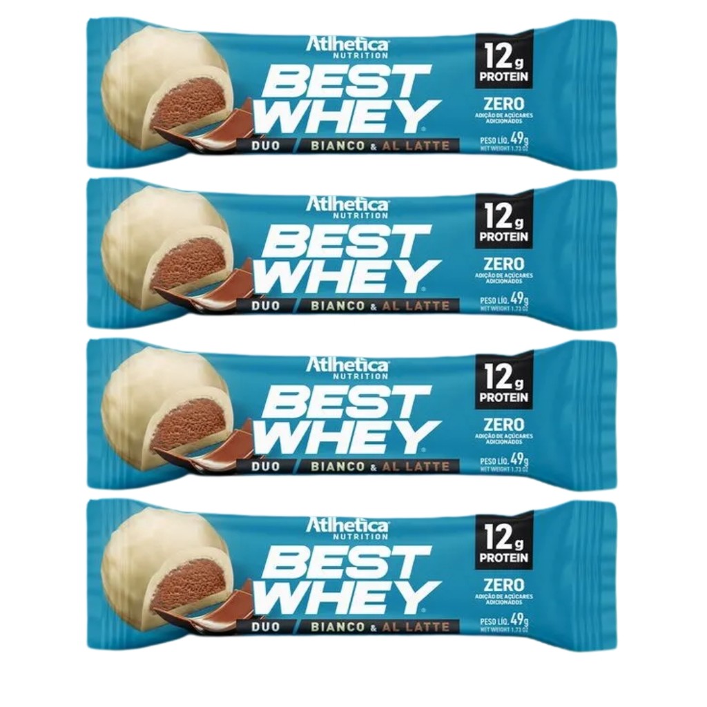 Kit 4 Best Whey Bar 12g Protein 49 g Duo - Bianco & Al Latte