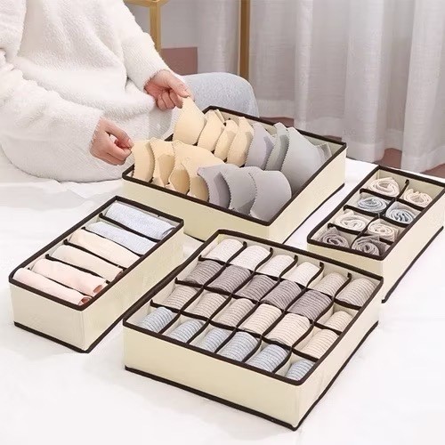Conjunto 4 Peças Organizador De Roupas Íntimas Organizador De Gaveta De Meias Dobrável