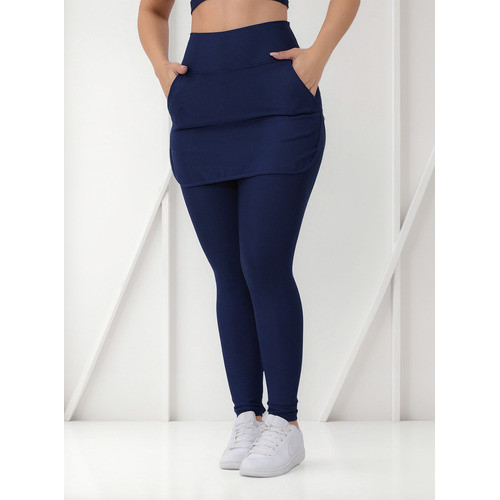 Calça Legging Saia Moda Evangélica Fitness Feminina Alta Academia- Preto Roxo Azul Marinho- 1 uni