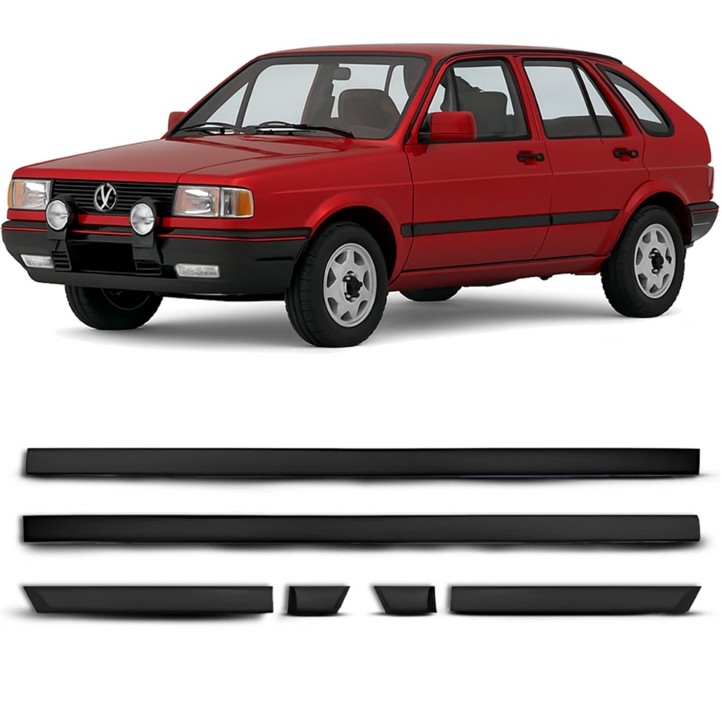 Jogo Friso Lateral Preto Modelo Fino Gol Parati Saveiro Voyage CL 87 88 89 90 91 92 93 94