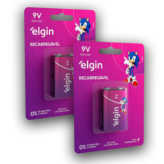 Kit 2 Bateria 9v Recarregável Elgin 250 mAh Alta Durabilidade em Oferta na Shopee