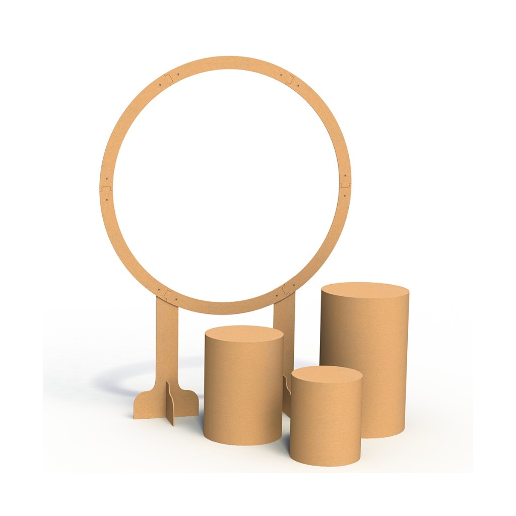 Trio De Cilindros Em MDF Cru E Painel Redondo Festas Aniversários Eventos em Oferta na Shopee