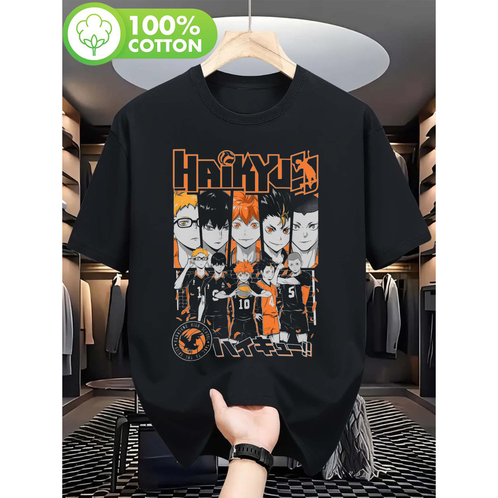 Camiseta Unissex Haikyuu Vôlei Anime Time Personagens Estampada Confortável Estilosa Moderna Moda Esportiva