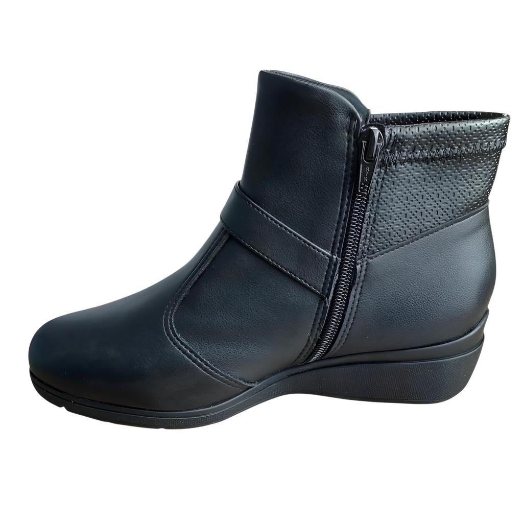 Bota Piccadilly Feminina Anabela Cano Curto Maxi Conforto Leve Casual Zíper — imagem 2 de 2