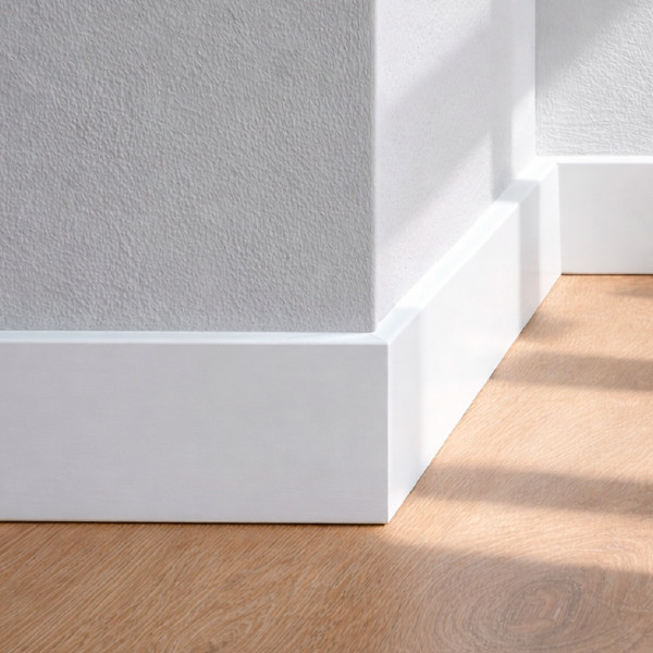 Kit 10 Barras de 1m Rodape Liso ou com Friso Moldura Decorativo de 100x10 ou 100x7cm Branco Alut By Avant
