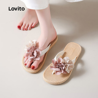 (New Arrival) Lovito  Sandálias Boho Rasas Estilo Resort Flores  Sandálias Rasas Verdes de Praia para Mulheres LFA118037