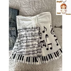 Camiseta Feminina Vintage Com Estampa De Melodia Tubo Top High Street Piano Chave Sem Mangas