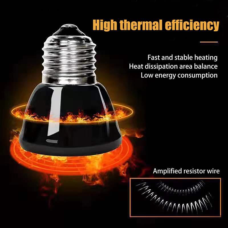 DHI 1 Peça 220-240V Lâmpada De Aquecimento Infravermelho Distante Bla Cerâmica E27 Aquecedora Para Animais De Estimação 