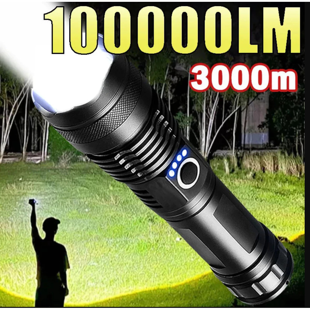 Lanterna Tática WUDI T9 P50 Super Luminosa Recarregável USB Ideal Para Sitio Fazenda AcampamentoCamping SegurançaNoturna