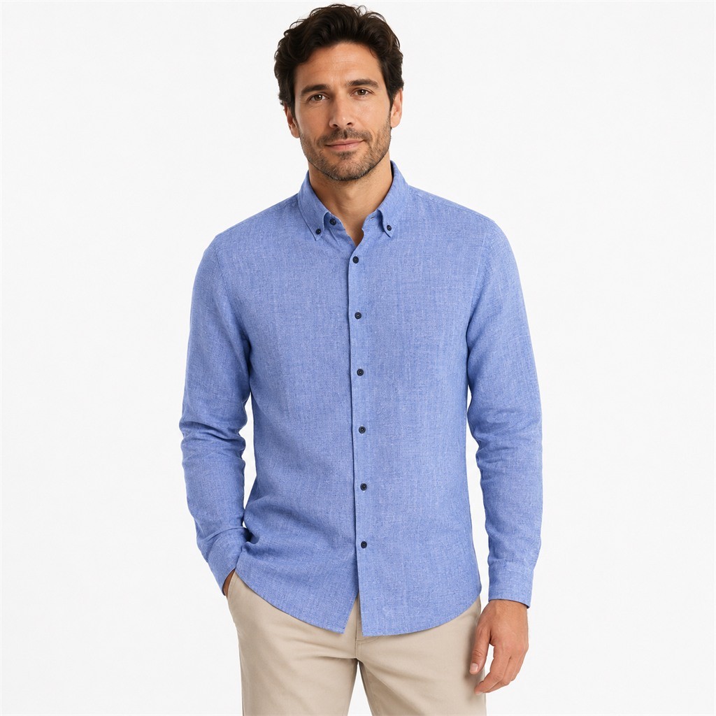 Camisa Manga Longa Slim Linho