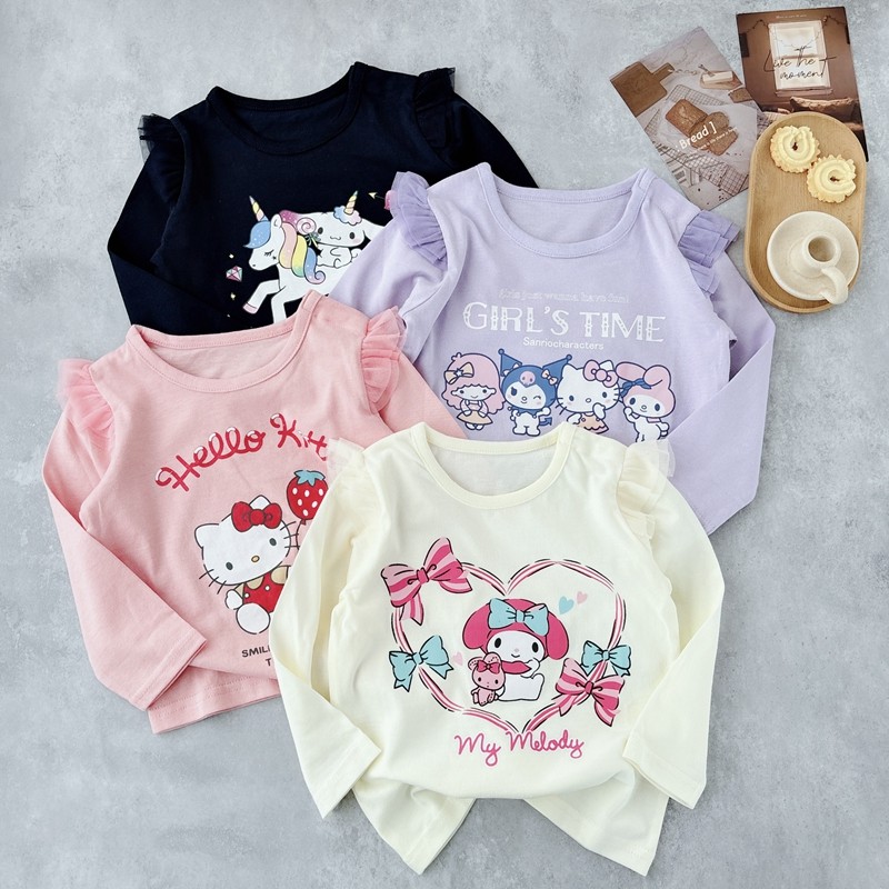 Japonês novas crianças outono puro algodão manga voadora bonito manga comprida camiseta bebê em torno do pescoço dos des