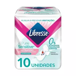 Absorvente Libresse Pure Sensitive Ultrafino Extra Suave com Abas 10 unidades