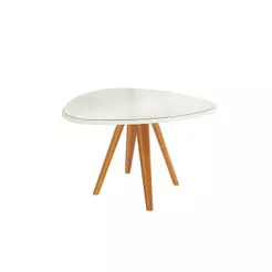 Mesa de Sala Jantar Duna Madeira Maciça c/ Tampo Madeirado c/ Vidro 135x105cm Carvalho/Off White - Kappesberg