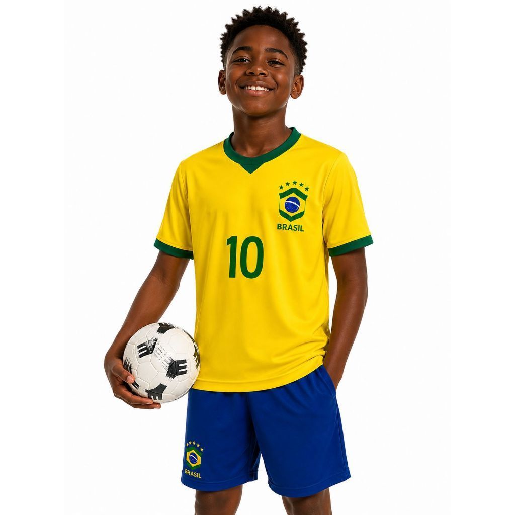 Copa do Mundo 2026/27 Uniforme Infantil Seleção Brasileira Amarelo Brasil