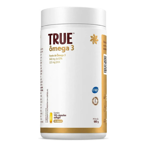 True Ômega 3 Com Vitamina E 120 Cápsulas Sem Sabor