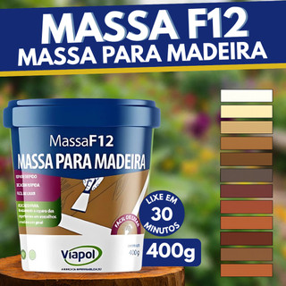F12 Massa Para Madeira 400g Viapol Vedar Calafetar Correção Mdf Fácil Aplicação Tapar Resistente