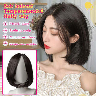 [Estilo Elegante] Peruca Feminina Cabelo Curto Estilo Bobo Fibra Sintética Leve Natural Ajustável
