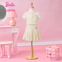 Barbie™ X Lovito Kids Conjunto de Saia Plissada Botões Primavera/Verão Menina KSBL4PAD034