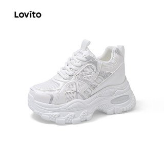 Lovito Esportiva Tênis Casual Branco Estilo Coreano Para Uso Diário Ao Ar Livre Para Mulheres LFA109027