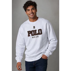 Blusa Moletom Flanelado Gola Careca Polo Wear Branco