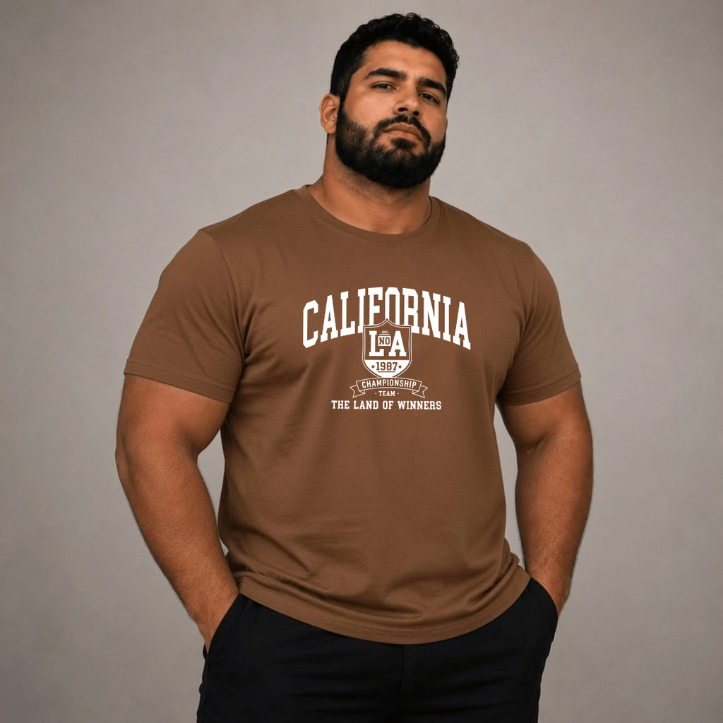 Camiseta Plus Size Masculino Estampado California Blusa Academia Treino 100% Algodão
