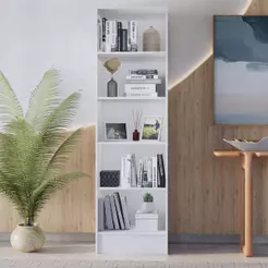 Estante Livreiro Multiuso Branca Com 5 Nichos Prateleiras Para Livros E Decoração Quarto Sala
