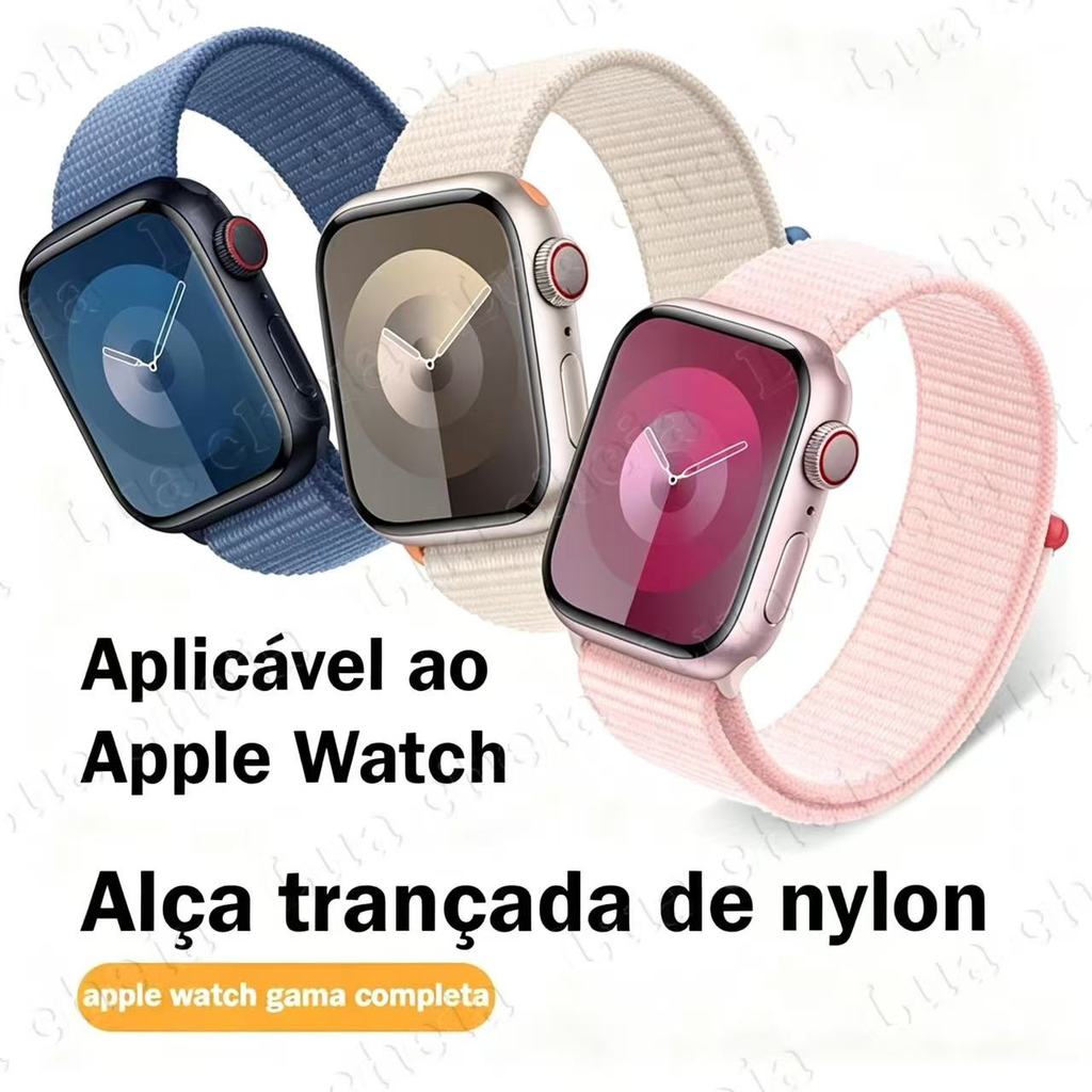 Lua cheia Pulseira Nylon Loopi Velcro para Apple Watch Série 1-10 38/40/41/42/44/45/46/49mm