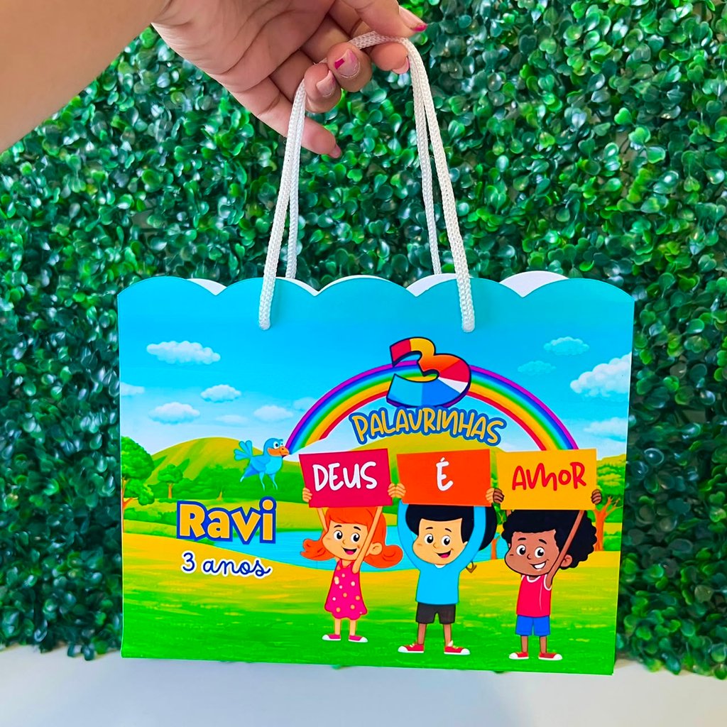Sacolinha  Nuvem Personalizada 3 PALAVRINHAS | Lembrancinha Festa Infantil Aniversário
