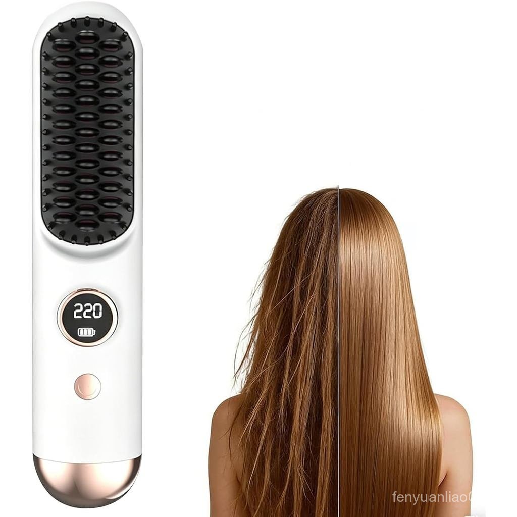 Escova Alisadora de Cabelo Sem Fio Portátil para Viagem, Mini Pente Alisador para Mulheres, 9 Configurações de Calor Aju