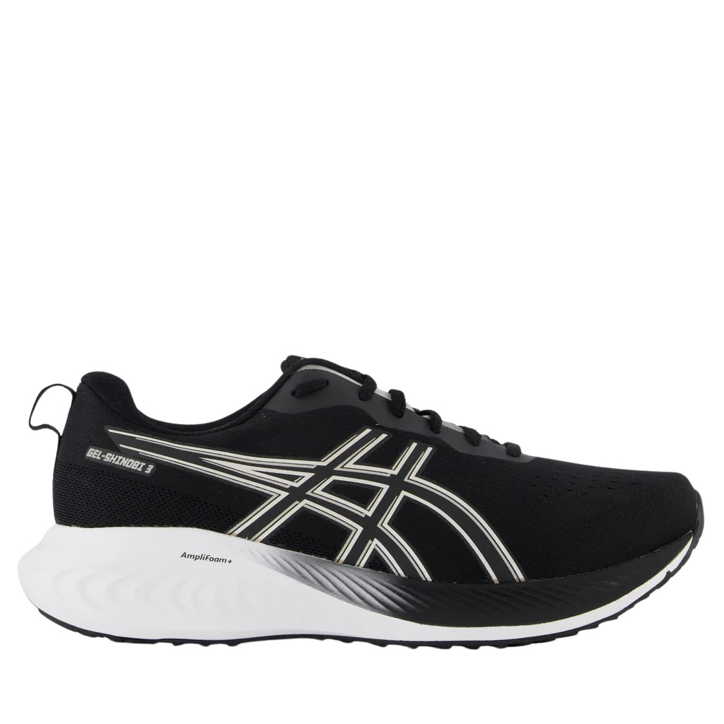 Tênis Asics Gel Shinobi 3 Preto Branco Masculino Corrida Caminhada AmpliFoam Original