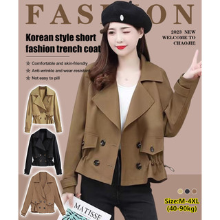 【Leve E Moderna】Gabardina Corta De Moda Estilo Coreano Antiarrugas/Resistente Ao Desgaste/Confortável/Para Uso Diário