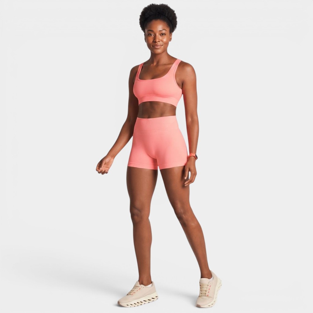 Short Legging Lupo Canelado Seamless - Coral