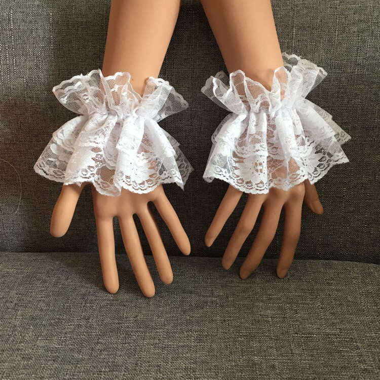 Luvas de manga curta de renda, mangas para boate, acessórios de roupas, acessórios Lolita, acessórios para vestido de ca
